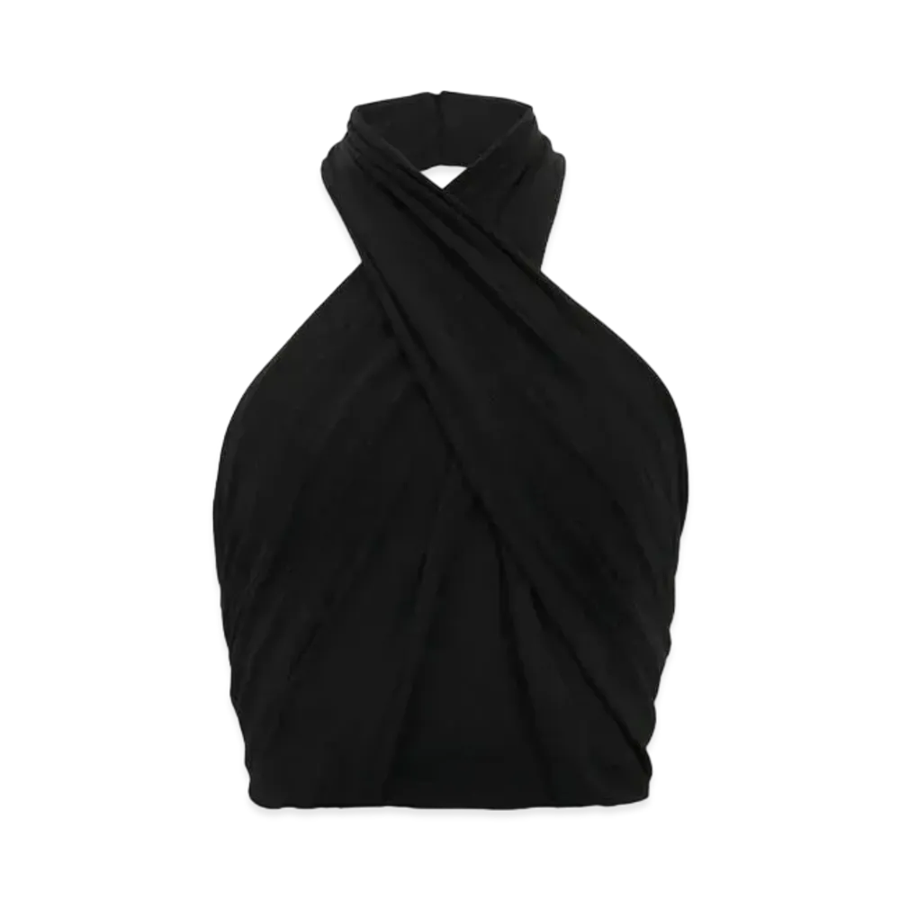 Saint Laurent Women's Halter Top in Stretch Jersey "Black"