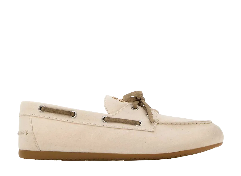 MIU MIU Women's Canvas Deck Shoes "Ecru"