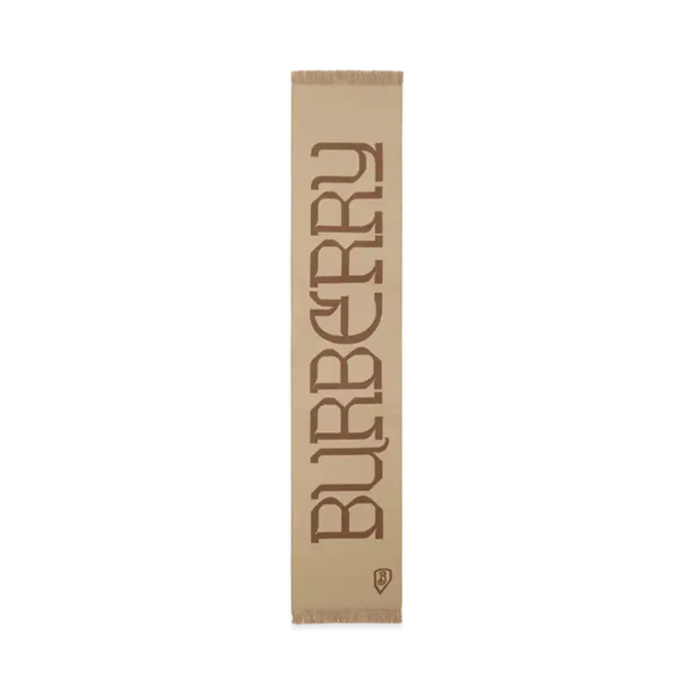 Burberry Logo Wool Scarf "Sand"
