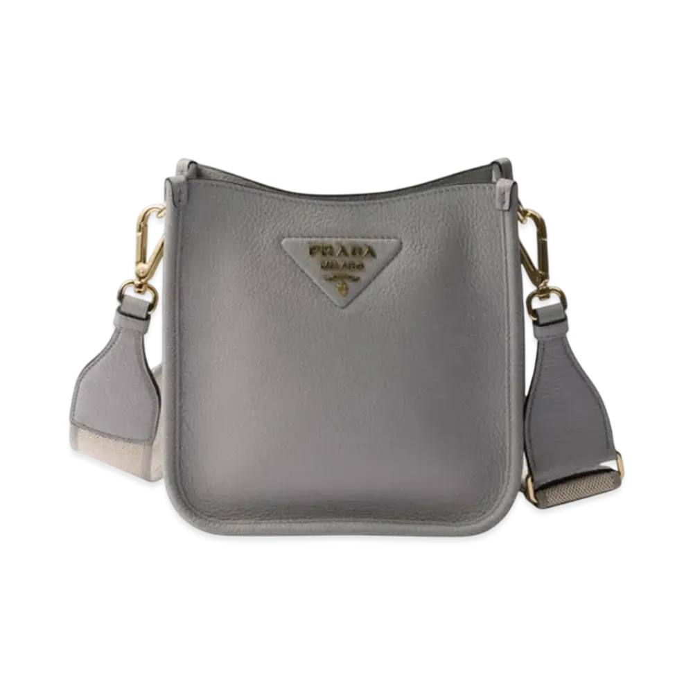 PRADA Leather Mini Shoulder Bag "Light Gray"