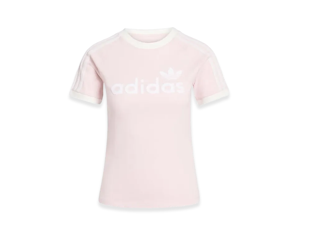 adidas Women's 3 Linear Cali Graphic Tee "Sandy Pink/White"