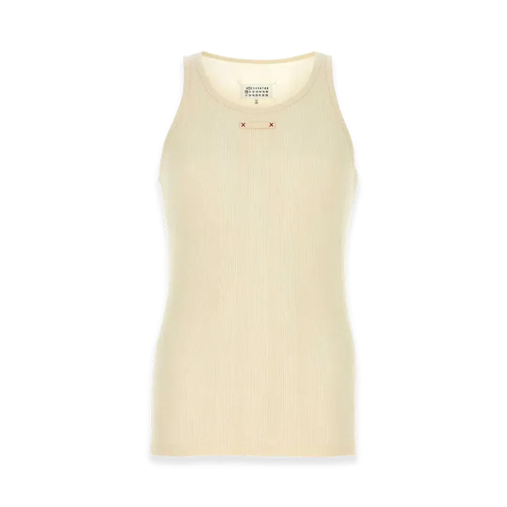 Maison Margiela Ivory Cotton Blend Tank Top "White"