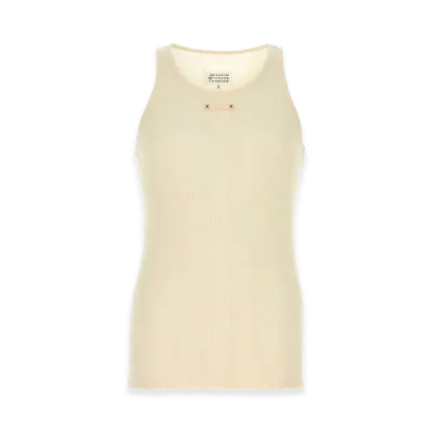 Maison Margiela Ivory Cotton Blend Tank Top "White"