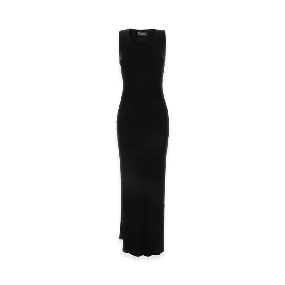 BALENCIAGA Women's Ribbed Jersey Sleeveless Dress "Black"