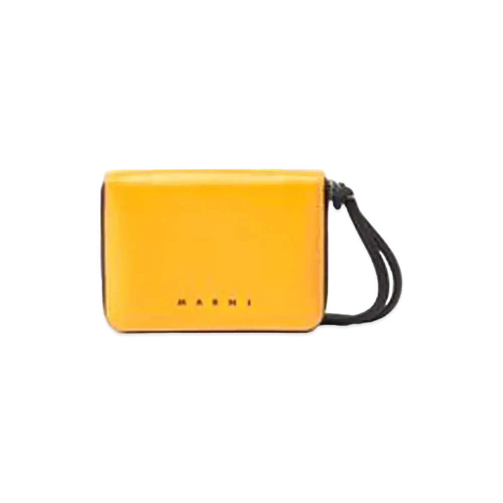 Marni Bi Coloured Calfskin MUSEO Wallet with Shoulder Strap "Yellow/Black"