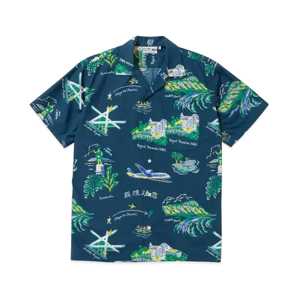BlackEyePatch SOUVENIR ALOHA SHIRT "Navy"