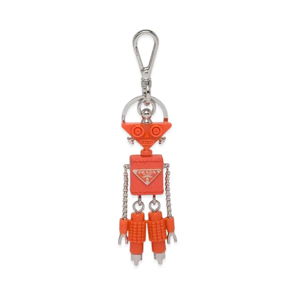 PRADA Robot Saffiano Leather Bag Charm "Orange"