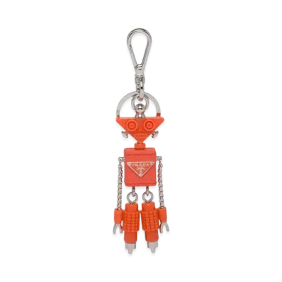 PRADA Robot Saffiano Leather Bag Charm "Orange"