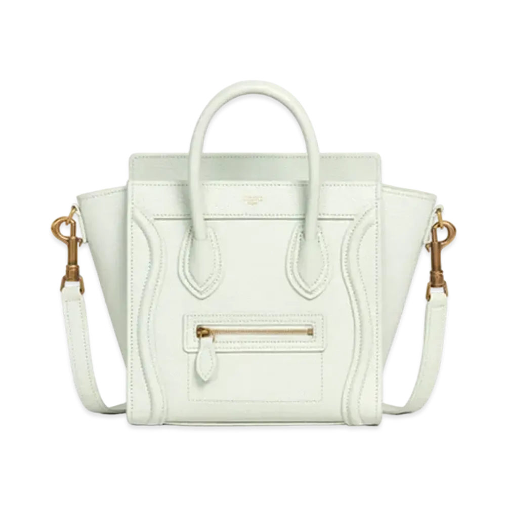 CELINE Nano Luggage Bag In Drummed Calfskin "Jade"