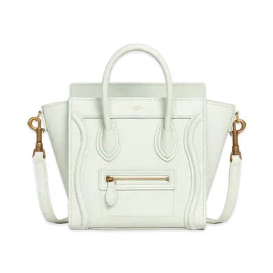 CELINE Nano Luggage Bag In Drummed Calfskin "Jade"
