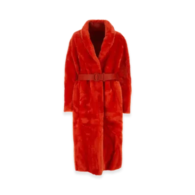 Jil Sander Women's Shearling Coat "Red"