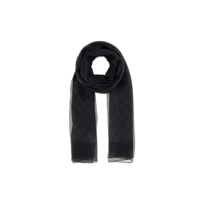 GUCCI Women's Printed Chiffon Foulard "Black"