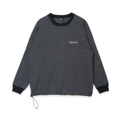 Optstuff Drawstring Border Long Sleeve T-Shirt "Navy"