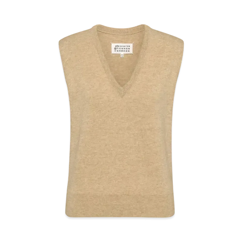 Maison Margiela Women's Wool V-Neck Gilet "Walnut"