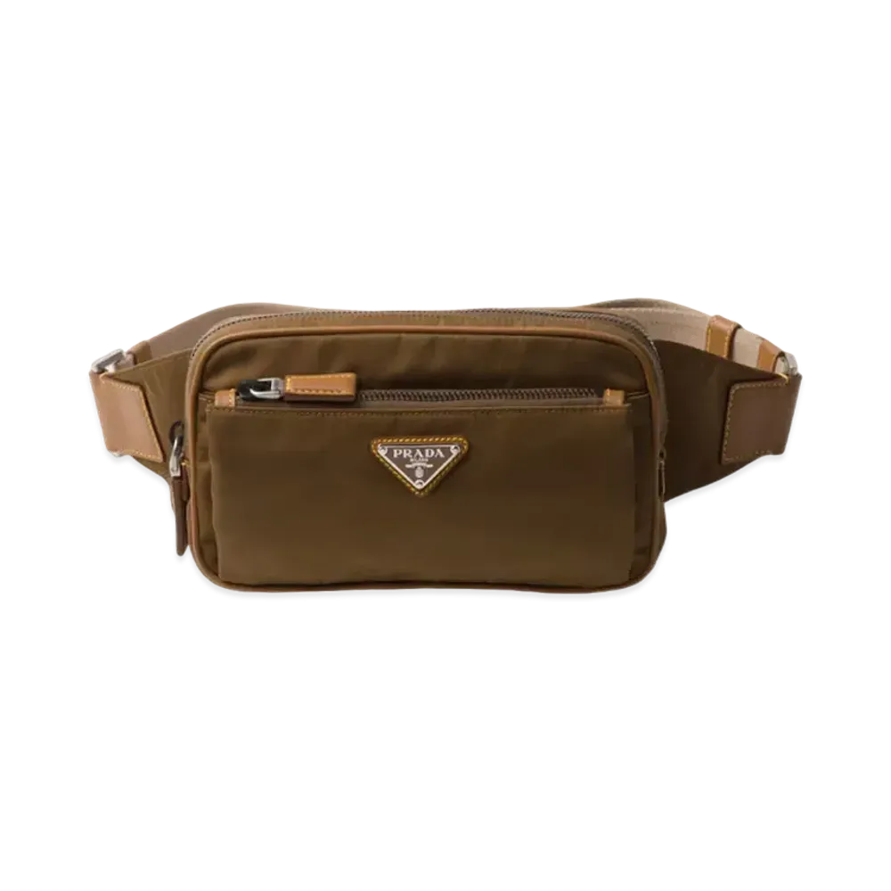 PRADA Re-Nylon and Leather Belt Bag "Brown"