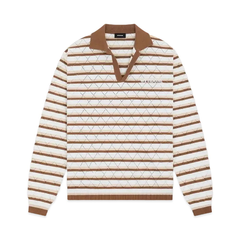 WE11DONE Stripe Polo Shirt "Brown"