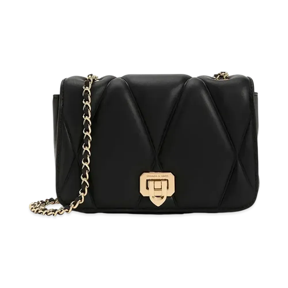 CHARLES & KEITH Arwen Quilted Shoulder Bag "Black"