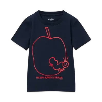 graniph x Eric Carle Sketch Apple Kids T-Shirt "Navy"