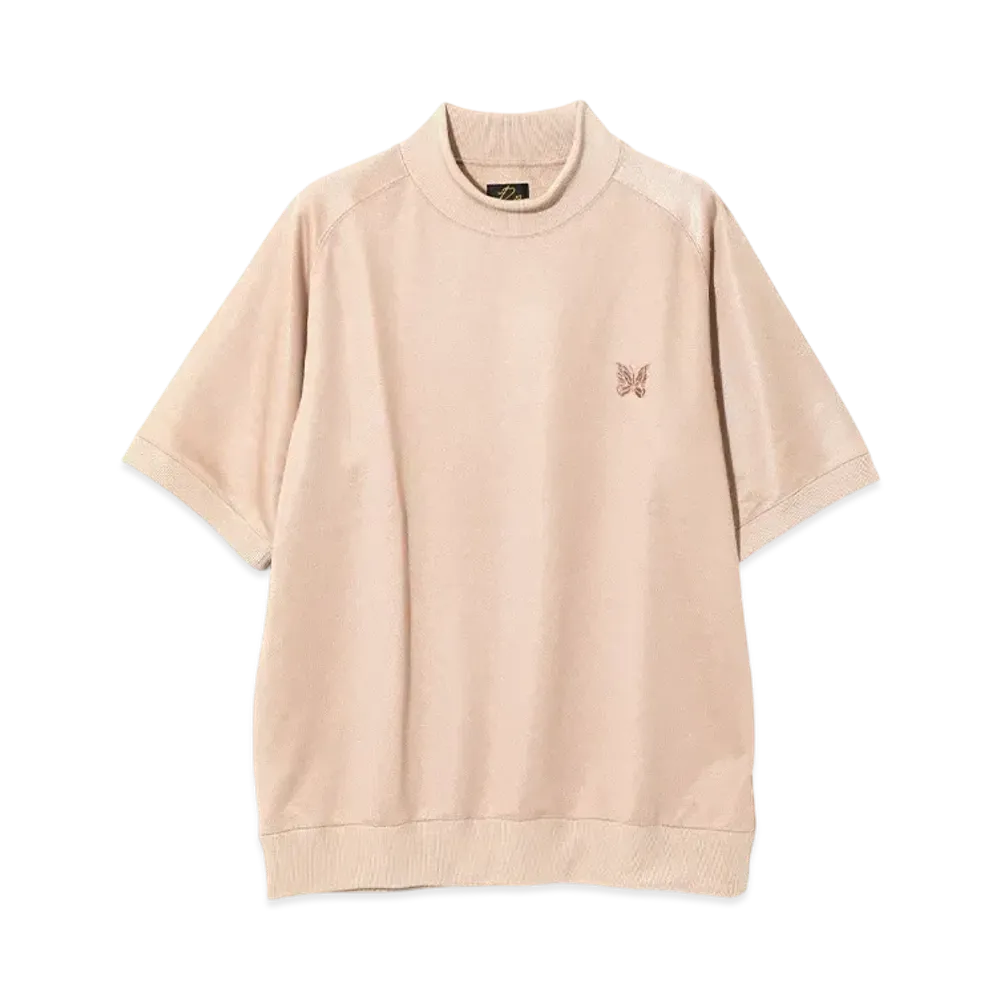 NEEDLES S/S Mock Neck Shirt - Bright Jersey "Pink"