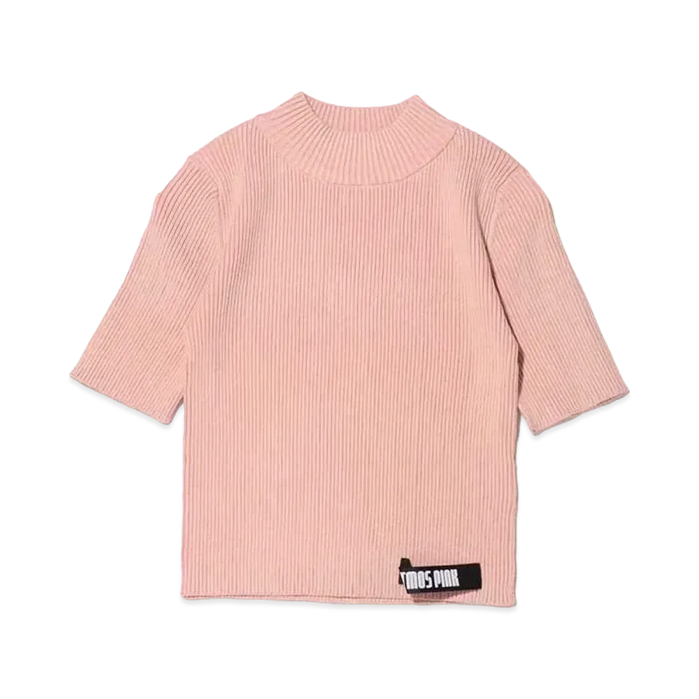 atmos pink High Neck Hansode Bicolor Rib Knit Tops "Beige"
