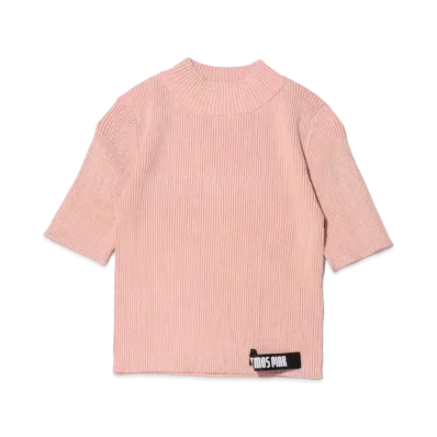atmos pink High Neck Hansode Bicolor Rib Knit Tops "Beige"