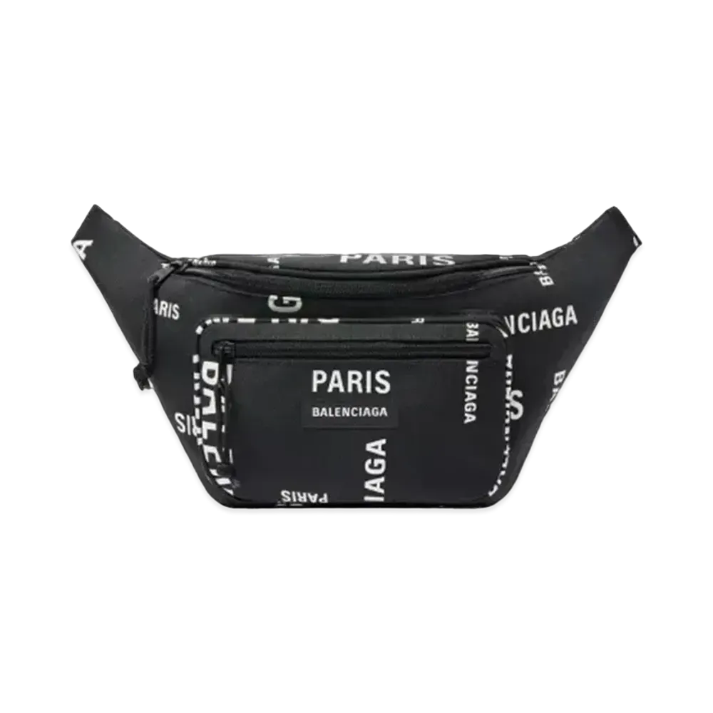 BALENCIAGA Explorer Bal Paris All Over Belt Bag "Black"