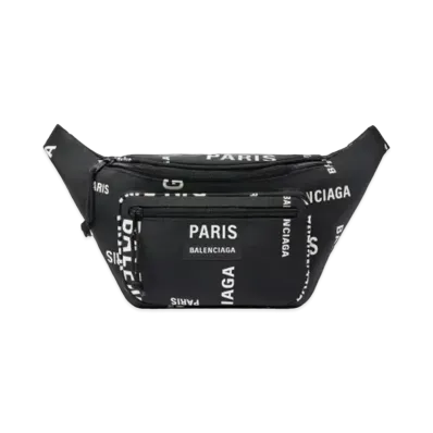BALENCIAGA Explorer Bal Paris All Over Belt Bag "Black"