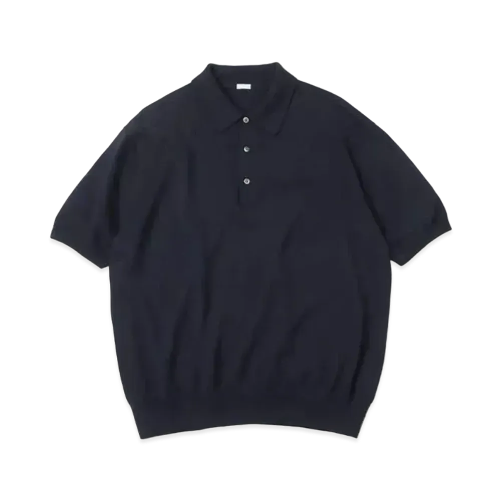 A.PRESSE Cotton Knit S/S Polo Shirts "Navy"