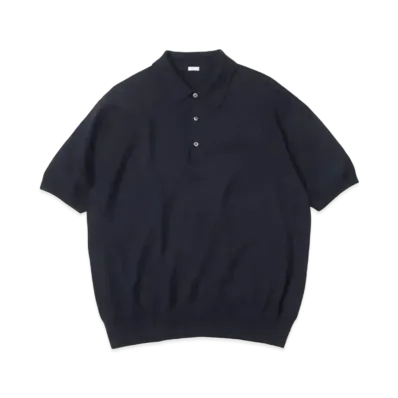 A.PRESSE Cotton Knit S/S Polo Shirts "Navy"