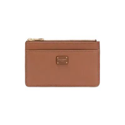 Dolce&Gabbana Card Case Midium Calfskin Logo Plate "Brown"