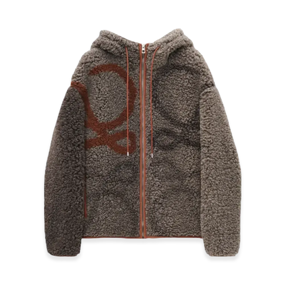 LOEWE Hooded Jacket in Wool "Beige/Khaki Green"