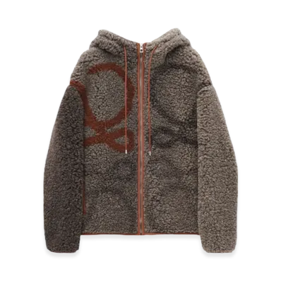 LOEWE Hooded Jacket in Wool "Beige/Khaki Green"