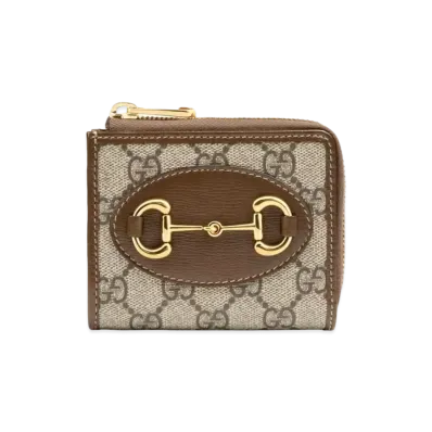 GUCCI Horsebit 1955 Zip Around Wallet "GG Supreme Canvas/Brown"
