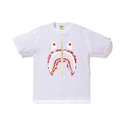 A BATHING APE ABC Gold Zip Shark Tee "White/Pink"