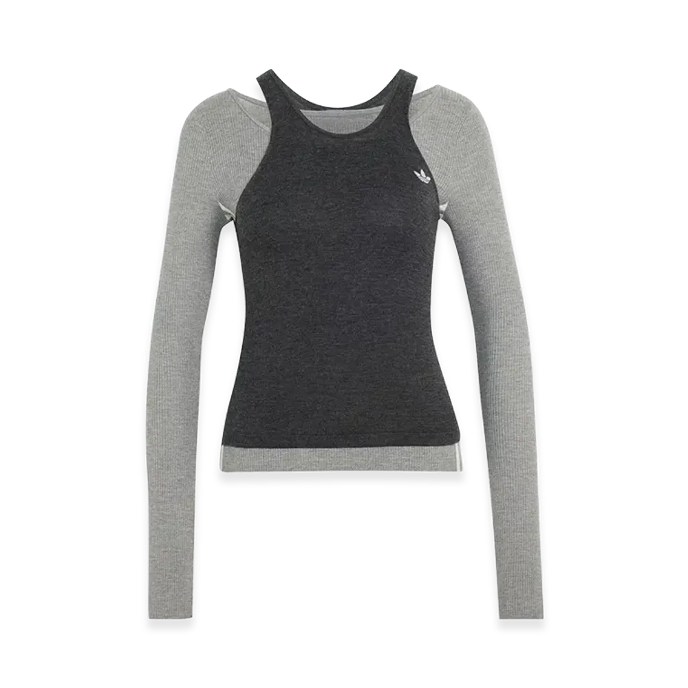 adidas Women's 3S Deluxe W Tee "Dark Grey Heather/Medium Grey Heather"
