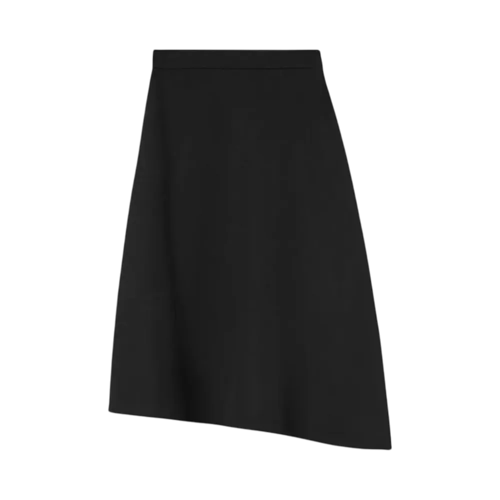 Jil Sander Women's Lightweight Wool Gabardine Asymmetrical Skirt "Black"
