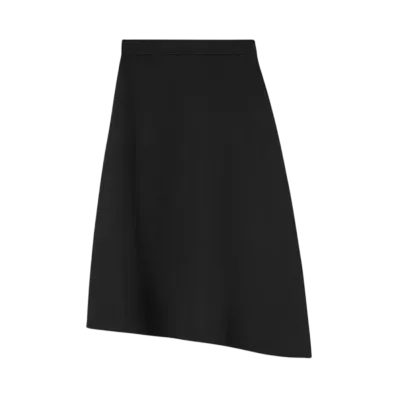 Jil Sander Women's Lightweight Wool Gabardine Asymmetrical Skirt "Black"