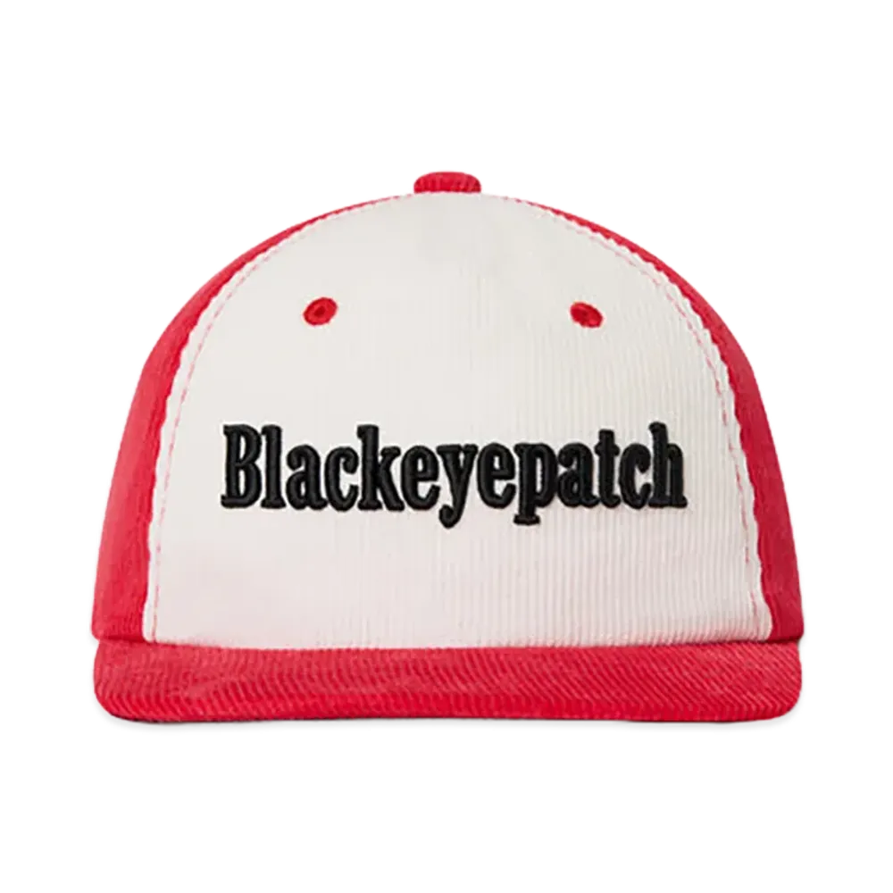 BlackEyePatch Cigar Serif Corduroy Cap "White/Red"