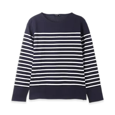 SAINT JAMES Boatneck Long Sleeve T-shirt Naval "Marine Neige"