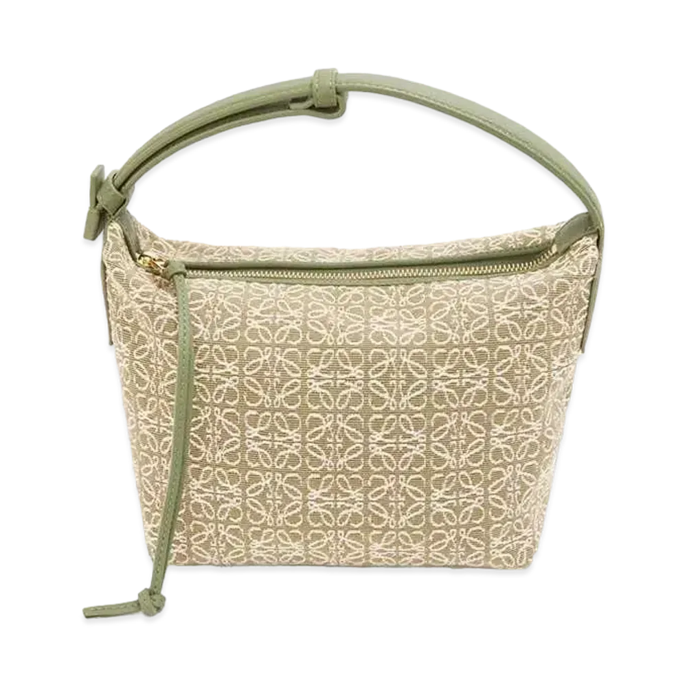 LOEWE Small Cubi Bag In Anagram Jacquard and Calfskin "Green/Avocado Green"