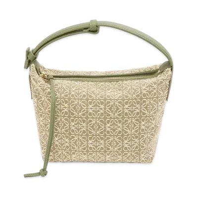 LOEWE Small Cubi Bag In Anagram Jacquard and Calfskin "Green/Avocado Green"