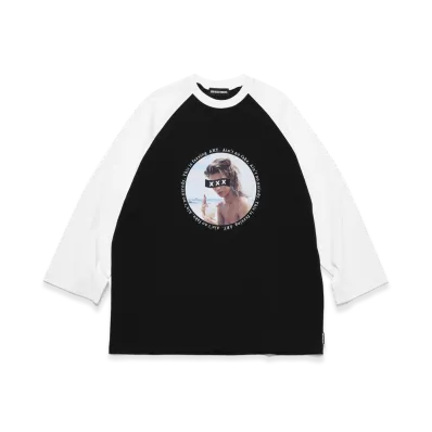 GOD SELECTION XXX Box Logo "This is ART" Photo Graphic Raglan Sleeve Tee GX-S26-RT-02 "Black/White"