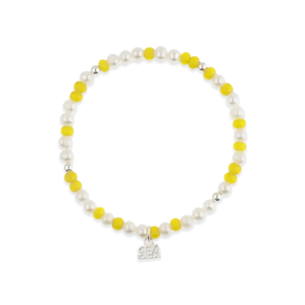 WIND AND SEA IVX Japan WDS Pearl & White Hearts Bracelet "Yellow"