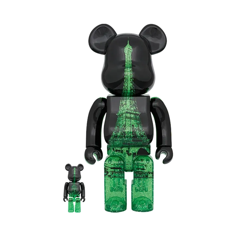 MEDICOM TOY "BEARBRICK" Bearbrick Eiffel Tower 100% & 400% Green Dress Version