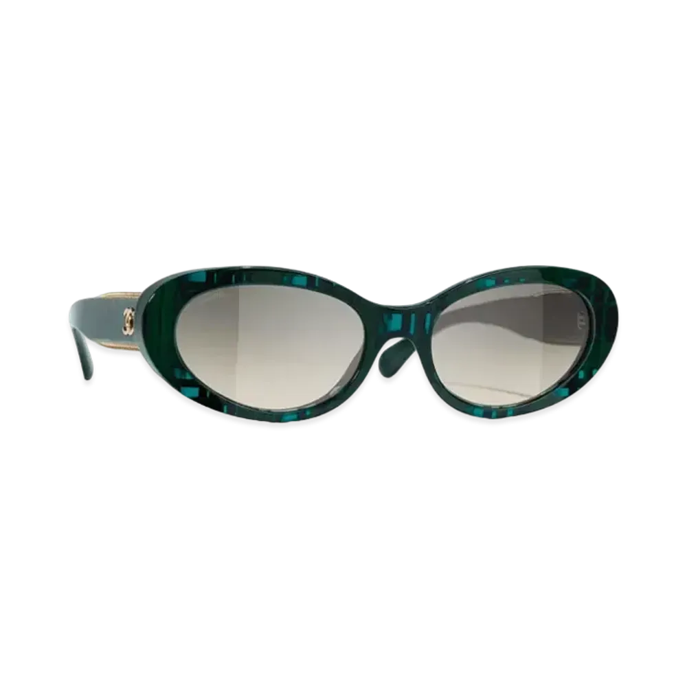 CHANEL Oval Sunglasses Acetate "Green"