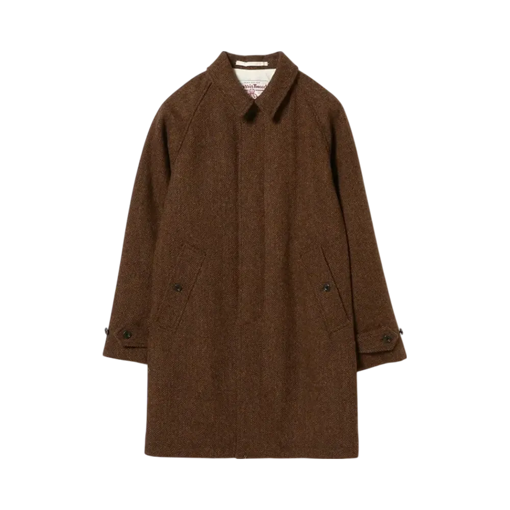 BEAMS Bal Collar Coat Harris Tweed "Brown"