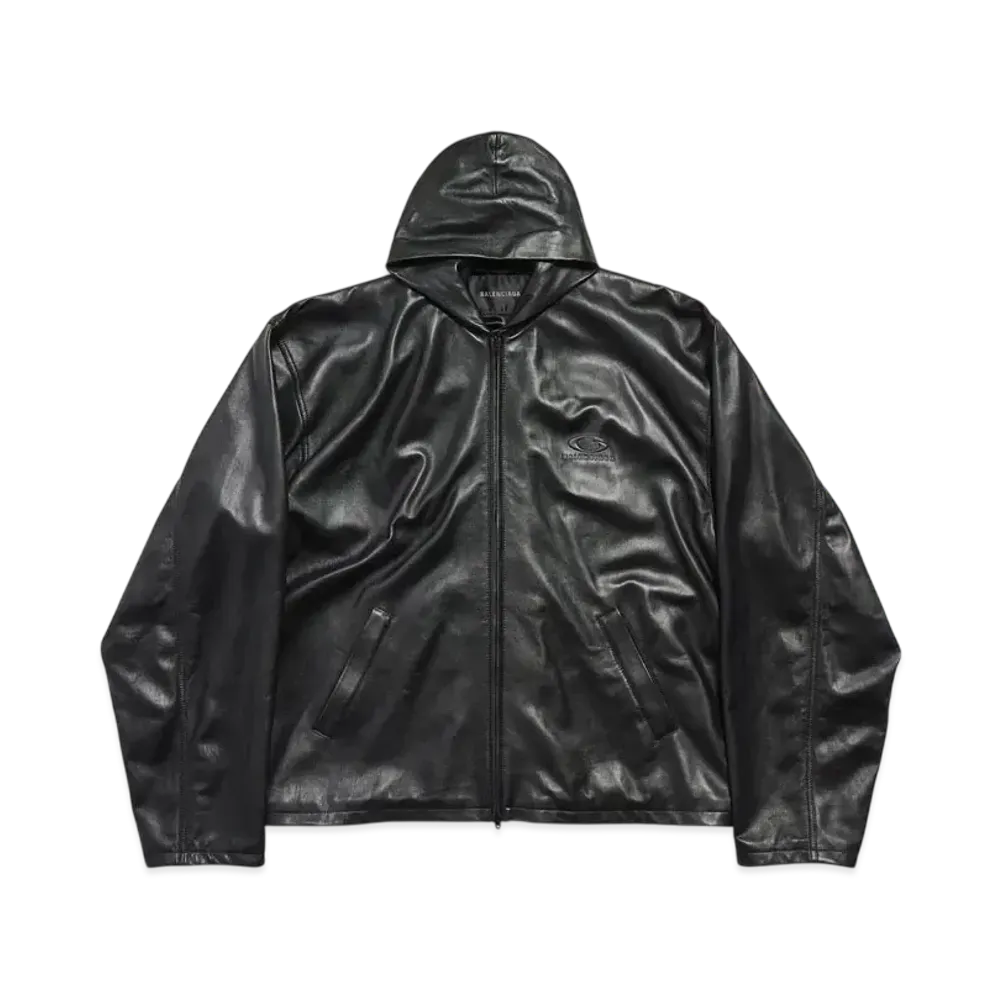 BALENCIAGA Men's Hooded Zip-Up Jacket "Black"
