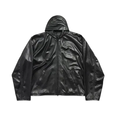 BALENCIAGA Men's Hooded Zip-Up Jacket "Black"