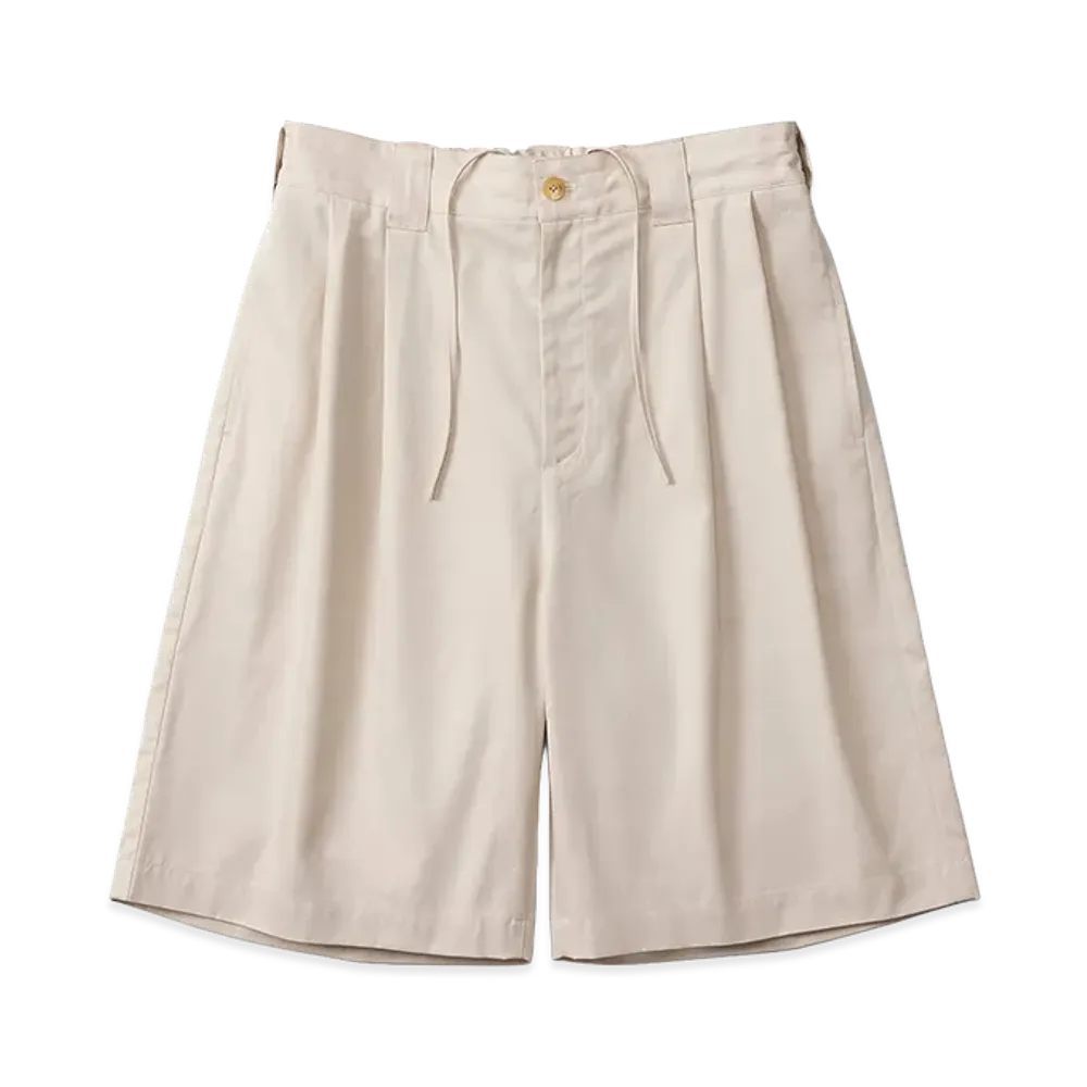 everyone Two Tuck Cotton Wide Short Pants "L.Beige"