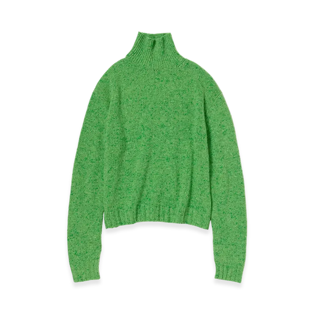 AURALEE Women's Cashmere Melange Knit Turtle "Top Green"
